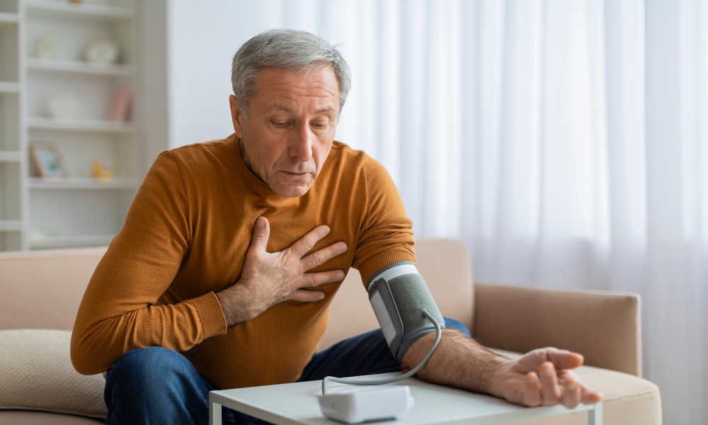 Heart-healthy foods, home blood pressure monitor, and exercise equipment for managing hypertension